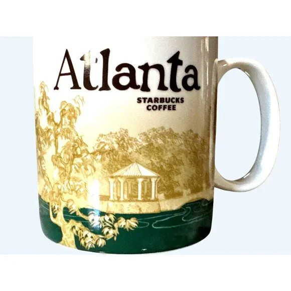 Starbucks Atlanta Collector Series City Mug 16 Oz 2009 Green Interior Skyline Ga - Picture 6 of 8